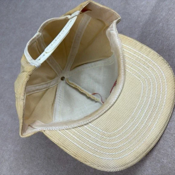 Vintage Nordica GPX Racing Corduroy Hat Beige Red‎ Snapback Cap Ski Made USA